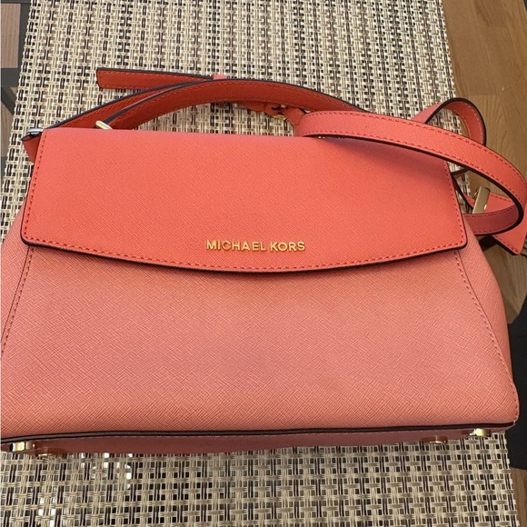 MICHAEL Michael Kors Ava Medium Saffiano Leather Satchel in Coral Pink - Picture 2 of 4